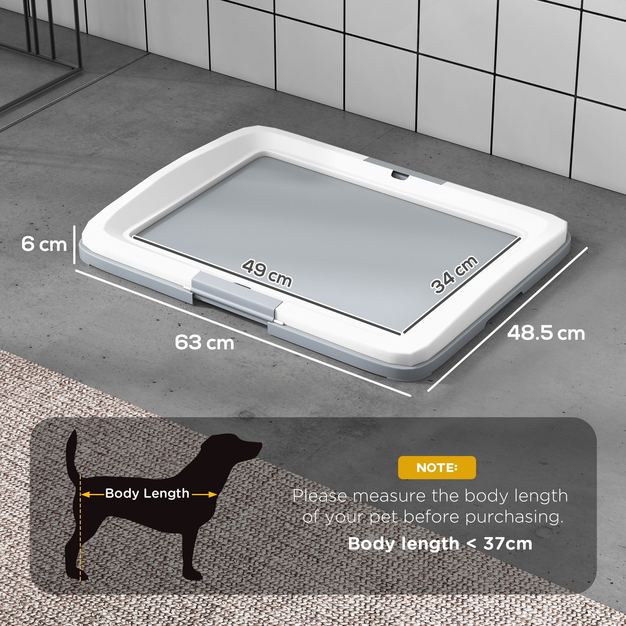 Dog Toilet Tray for Training Dogs, Dog Litter Tray for Indoor, Outdoor, 63 x 49 x 6cm