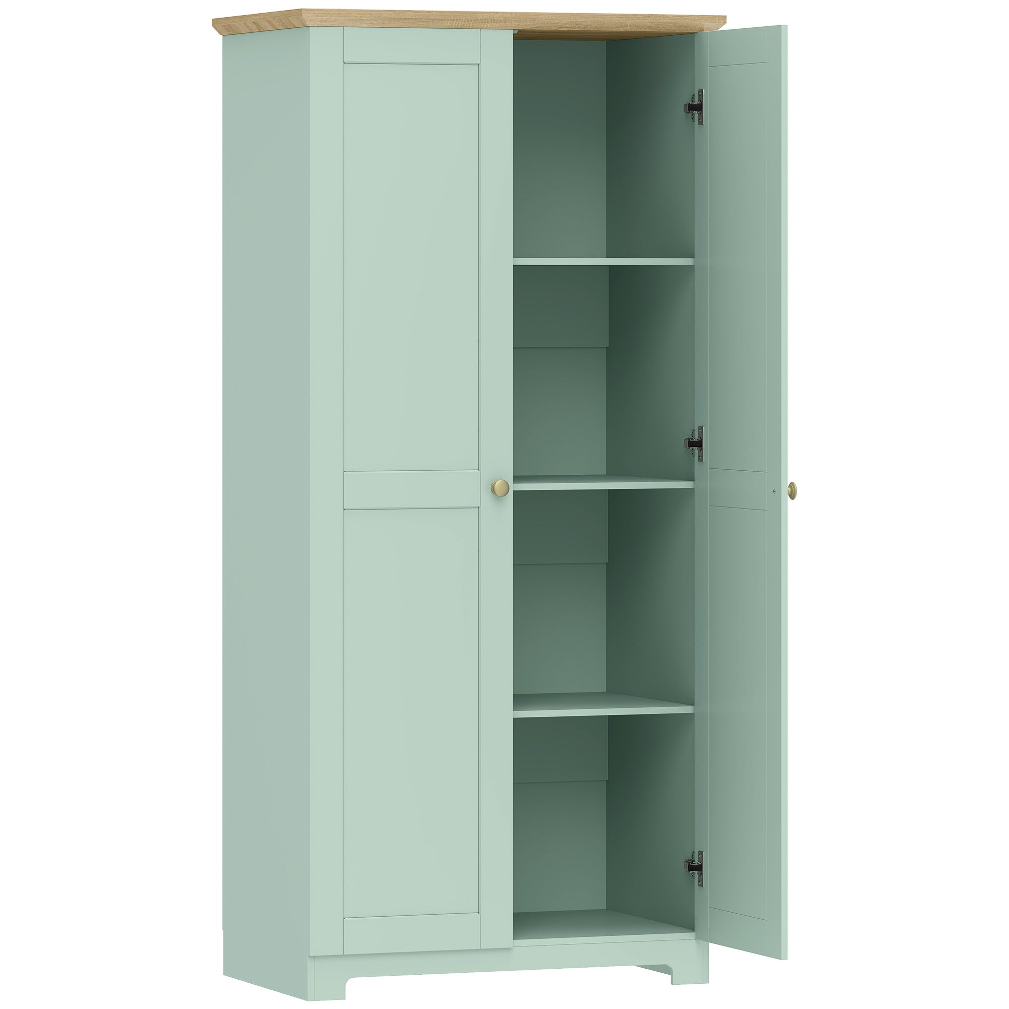 Kitchen Cupboard, 172cm Freestanding Storage Cabinet with Doors and Shelves, Light Green