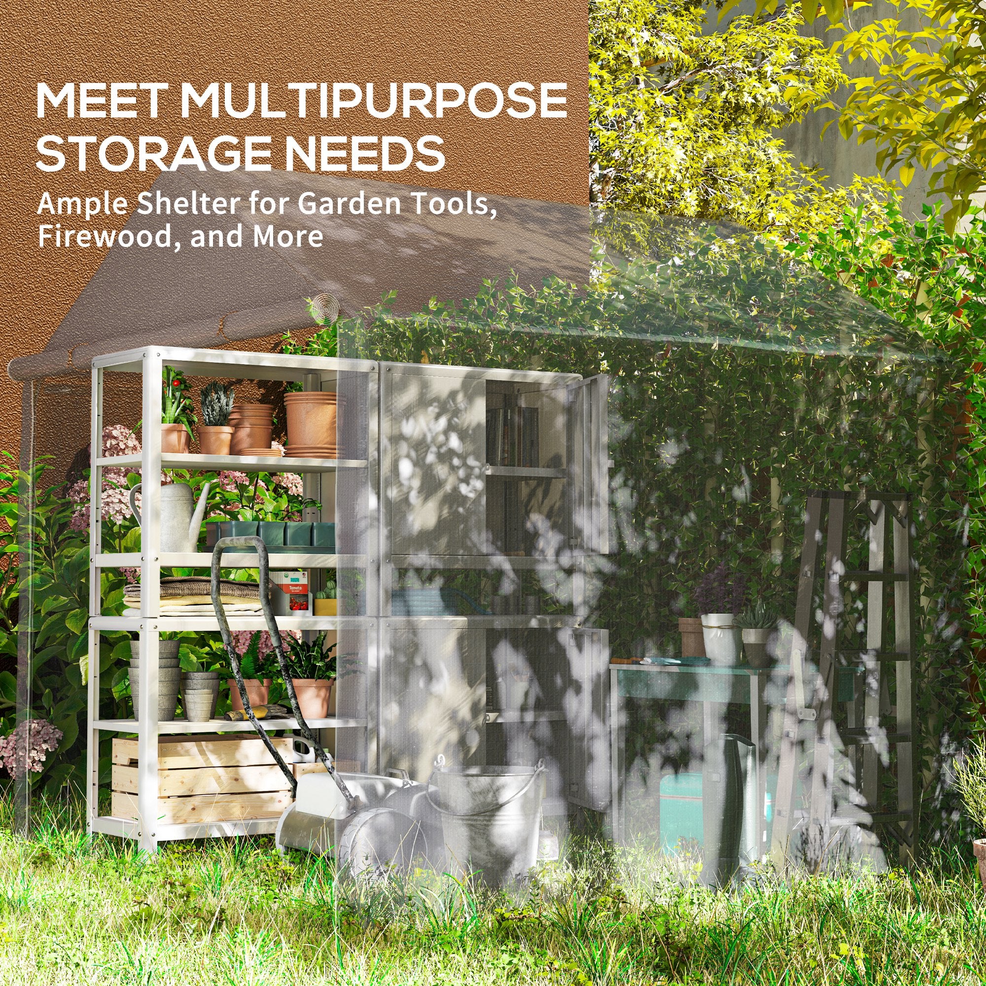 2 Metre Garden Fabric Storage Tent Set of 2 - Waterproof Grey