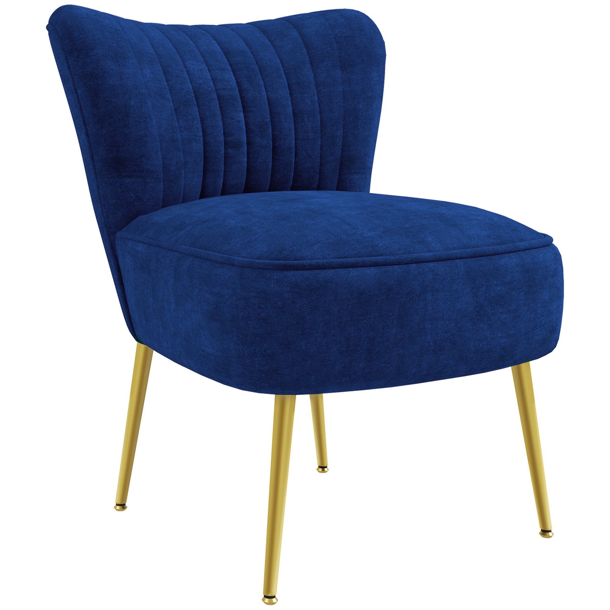 Velvet-Feel Tub Accent Chair - Dark Blue