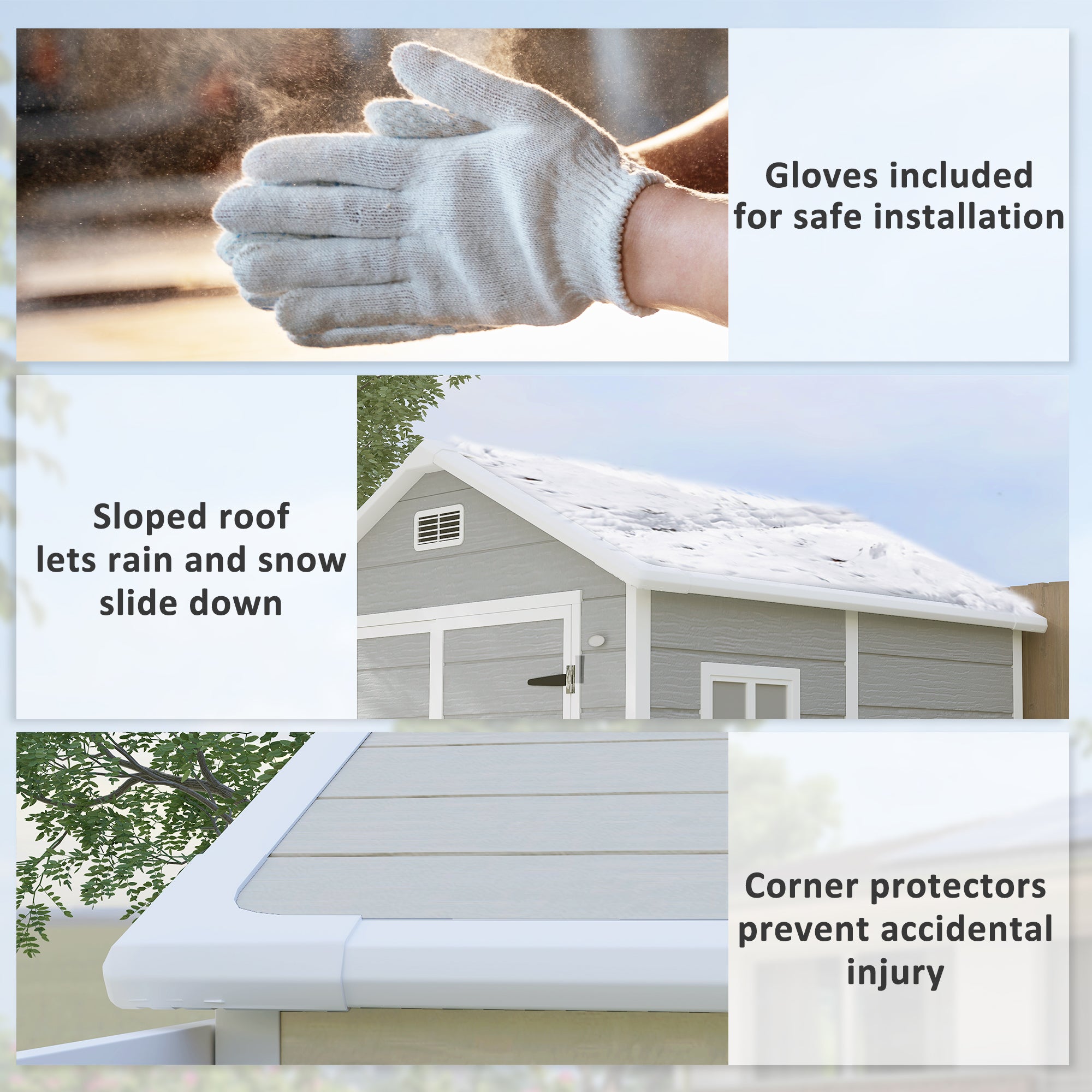 6 x 5ft Wood Effect Resin Garden Shed with Floor and Lockable Doors - Light Grey