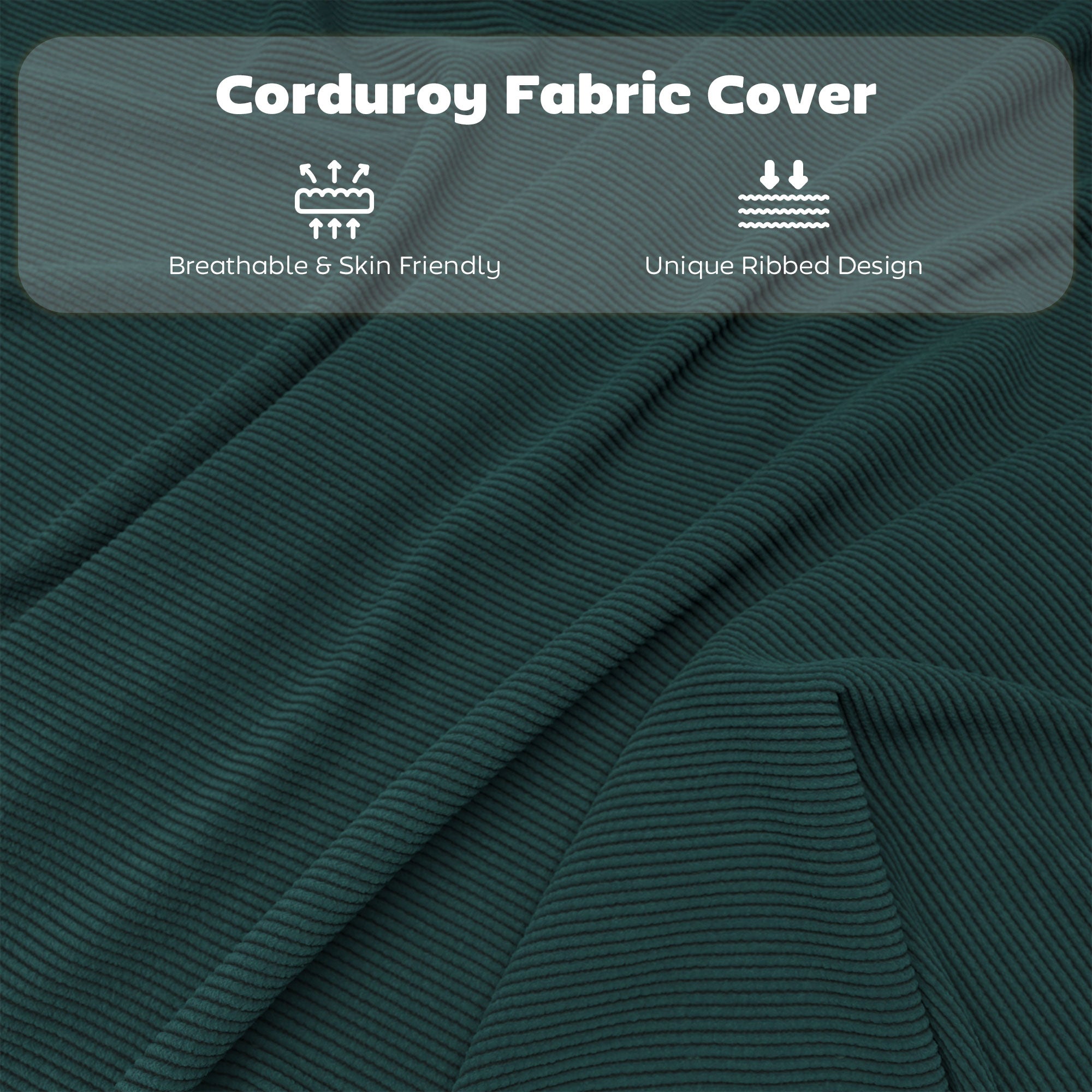 Set of Four Folding Corduroy Seat Chairs - Teal