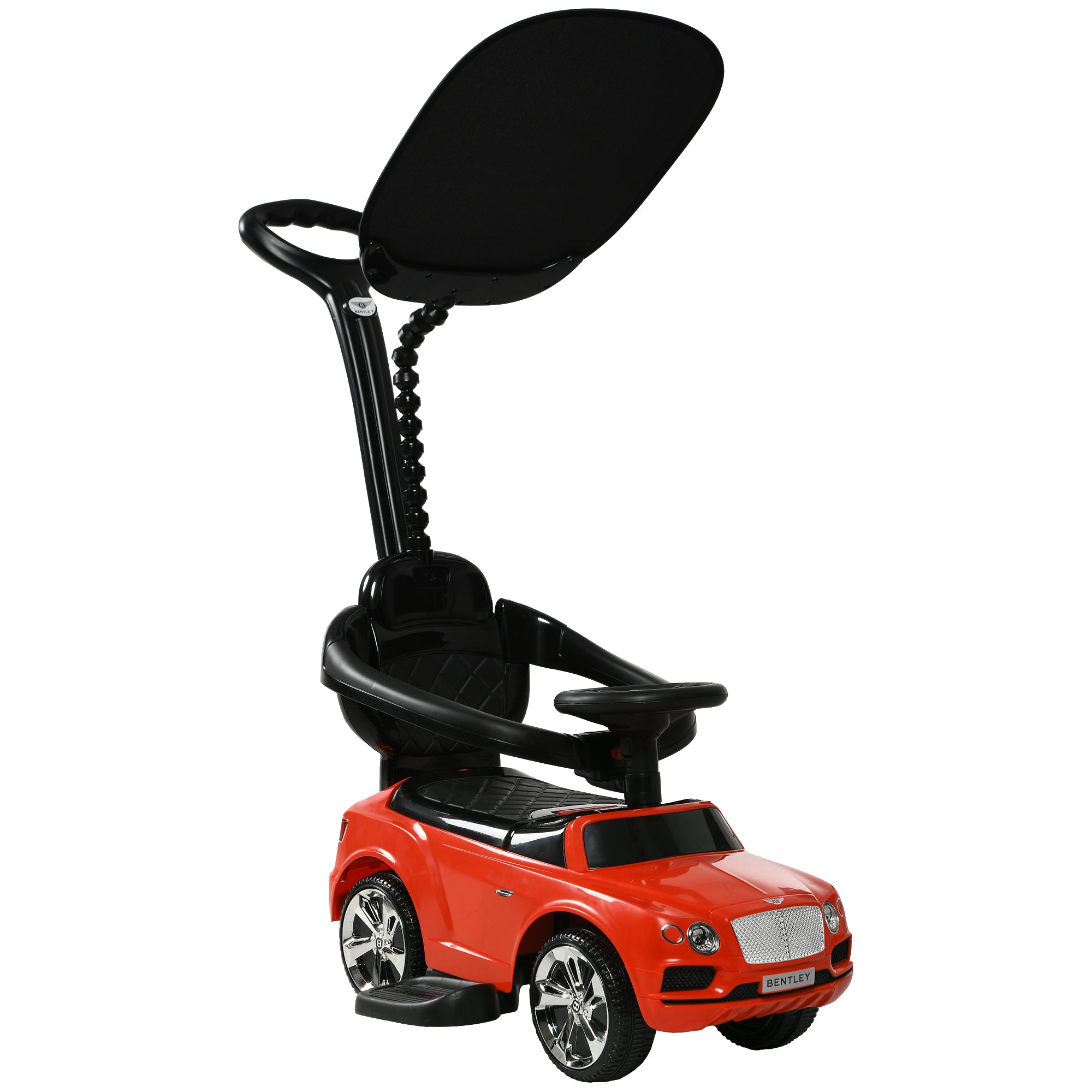 Bentley Bentayga Licensed 3-in-1 Baby Push Car, Ride on Car Sliding Car with Canopy, Horn Music - Red