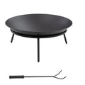 Outdoor Fire Pit, Portable Round Firepit with Poker, for Garden, Camping, Bonfire, Picnic, Dia. 47 x 21 cm, Black