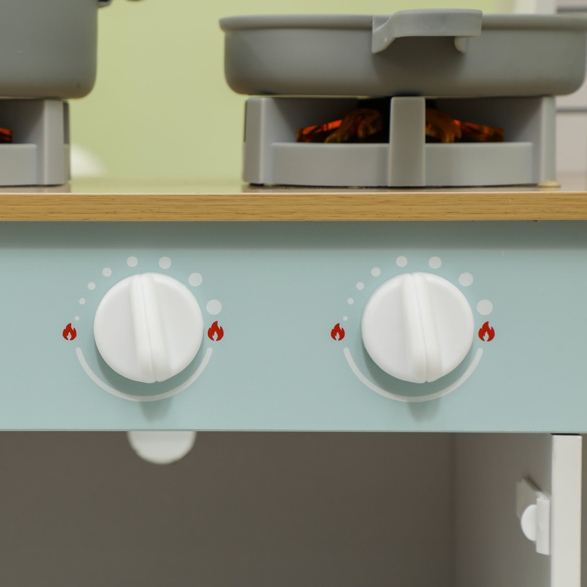 Toy Kitchen Playset with Hob, Sound & Light, Coffee Machine, Ice Maker, Microwave - White & Blue