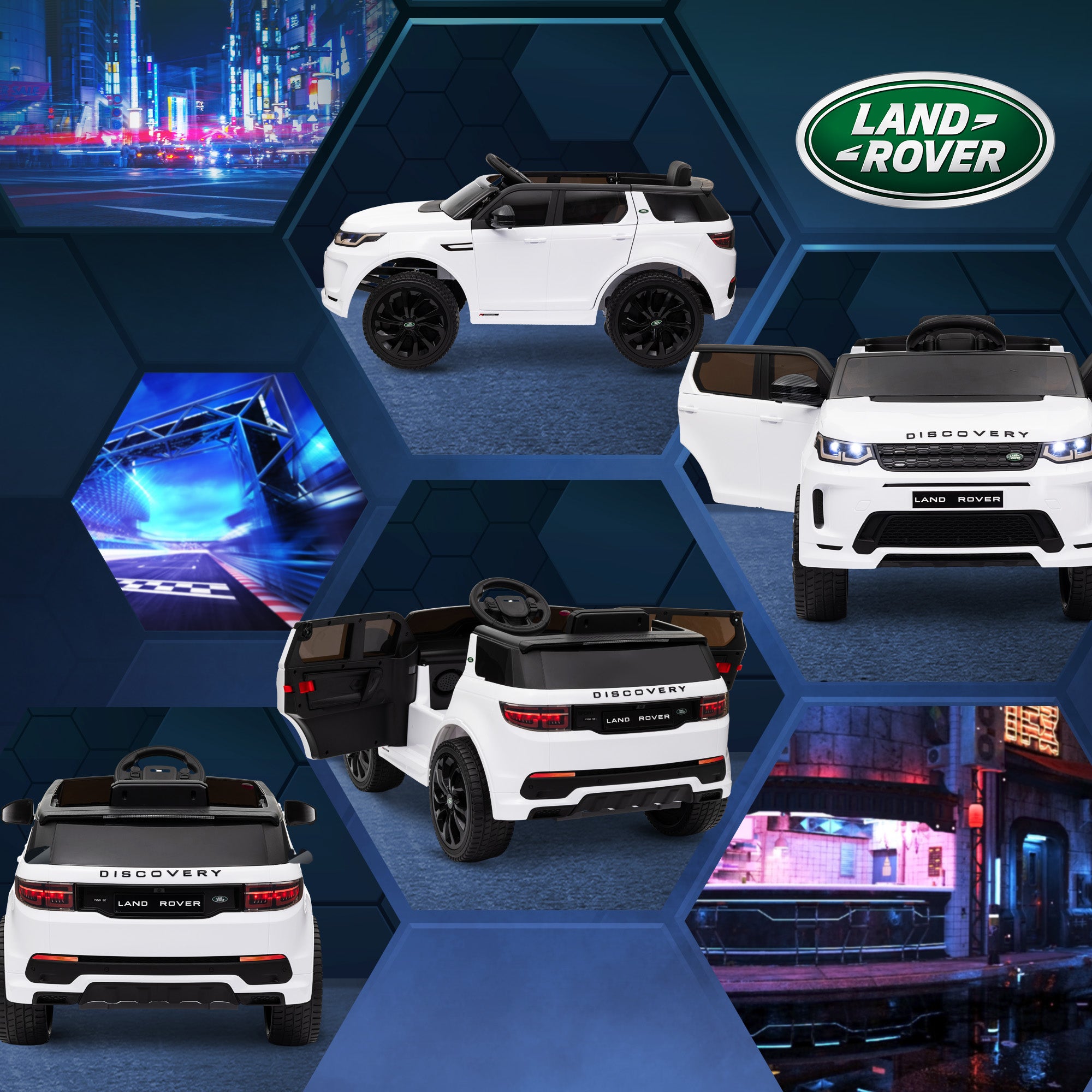 Land Rover Discovery Sport Licensed 12V Kids Ride on Car w/ Remote Control, Lights Music Horn, for 3-6 Years White