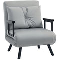 4-in-1 Velvet-Feel Single Chair Bed with Pillow - Light Grey