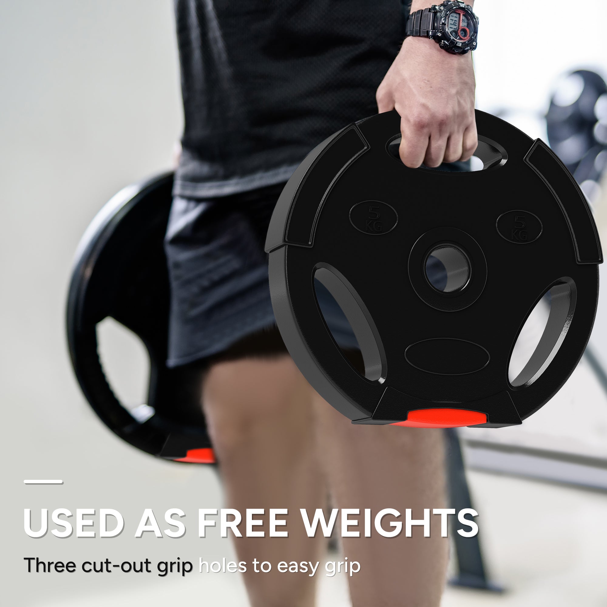 Weight Plates Set, with Two 10kg and Two 5kg weights, Black