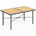 6 Seater Garden Dining Table with Wood Effect Top & Umbrella Hole - Natural Wood Finish