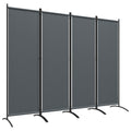 4 Panel Folding Garden Privacy Divider Screen with Wide Feet - Dark Grey