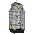 Metal Bird Cage with Swing, Perch, Food Containers & Tray for Finches Canaries 43x32.5x104cm - Black