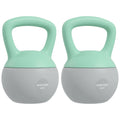 2 x 6kg Soft Kettlebell Set with Non-Slip Handle for Strength Training and Cardio - Grey and Green