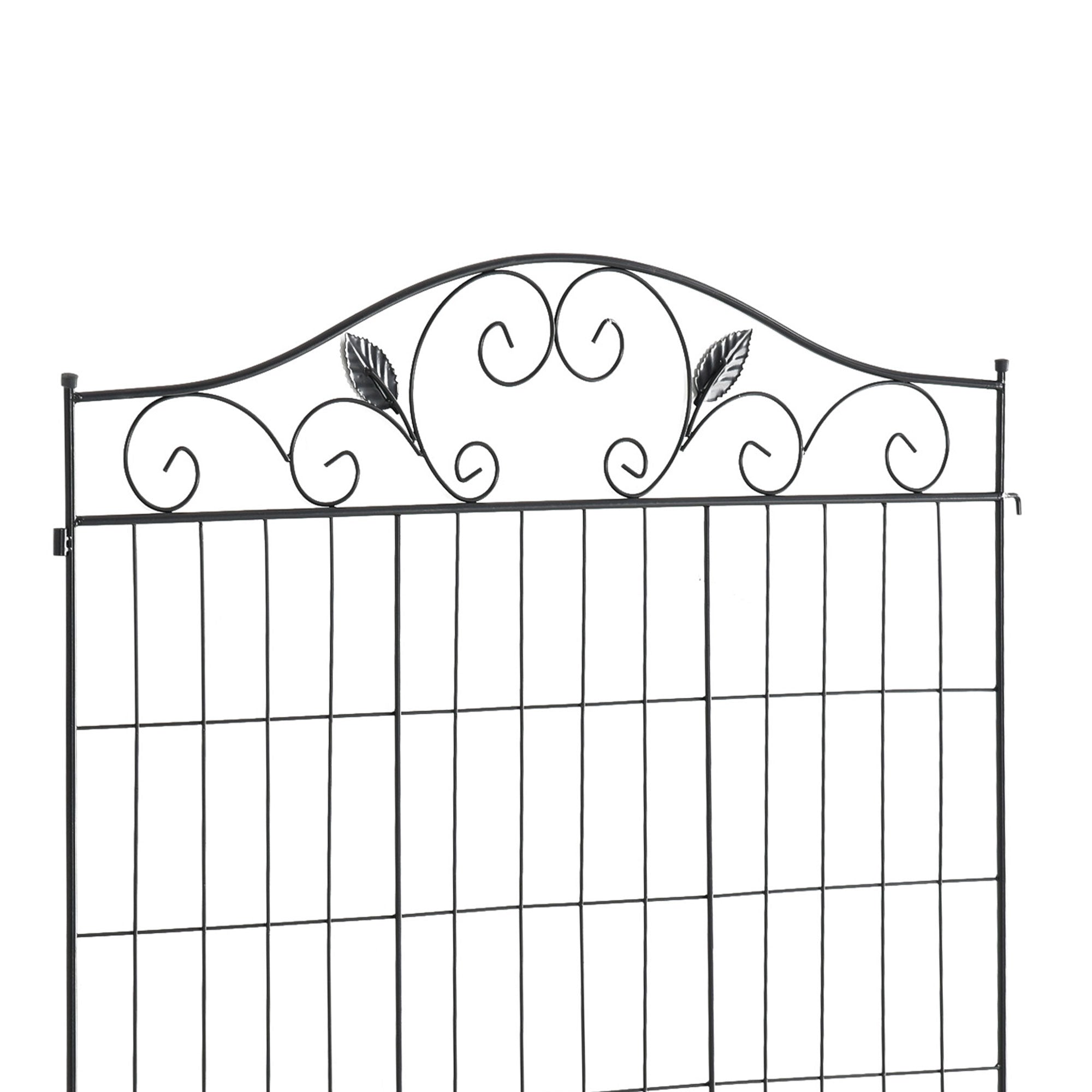 Set of 2 Decorative Garden Fence, 8 Panels Metal Picket Fence, Versatile Shapes for Patio Lawn, 365cm x 112cm, Black