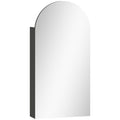 Arched Bathroom Mirror Cabinet with Adjustable Glass Shelves - Black