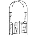 2.17m Steel Garden Arch with Gate, Wedding Arch for Outdoor, Garden, 107W x 45D x 217H cm Black