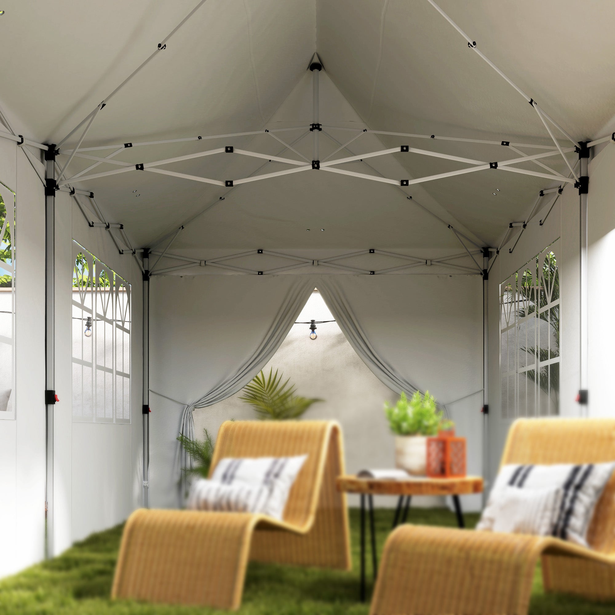 3 x 6m Pop Up Gazebo Set with UPF50+ Sides and Carry Bag - White