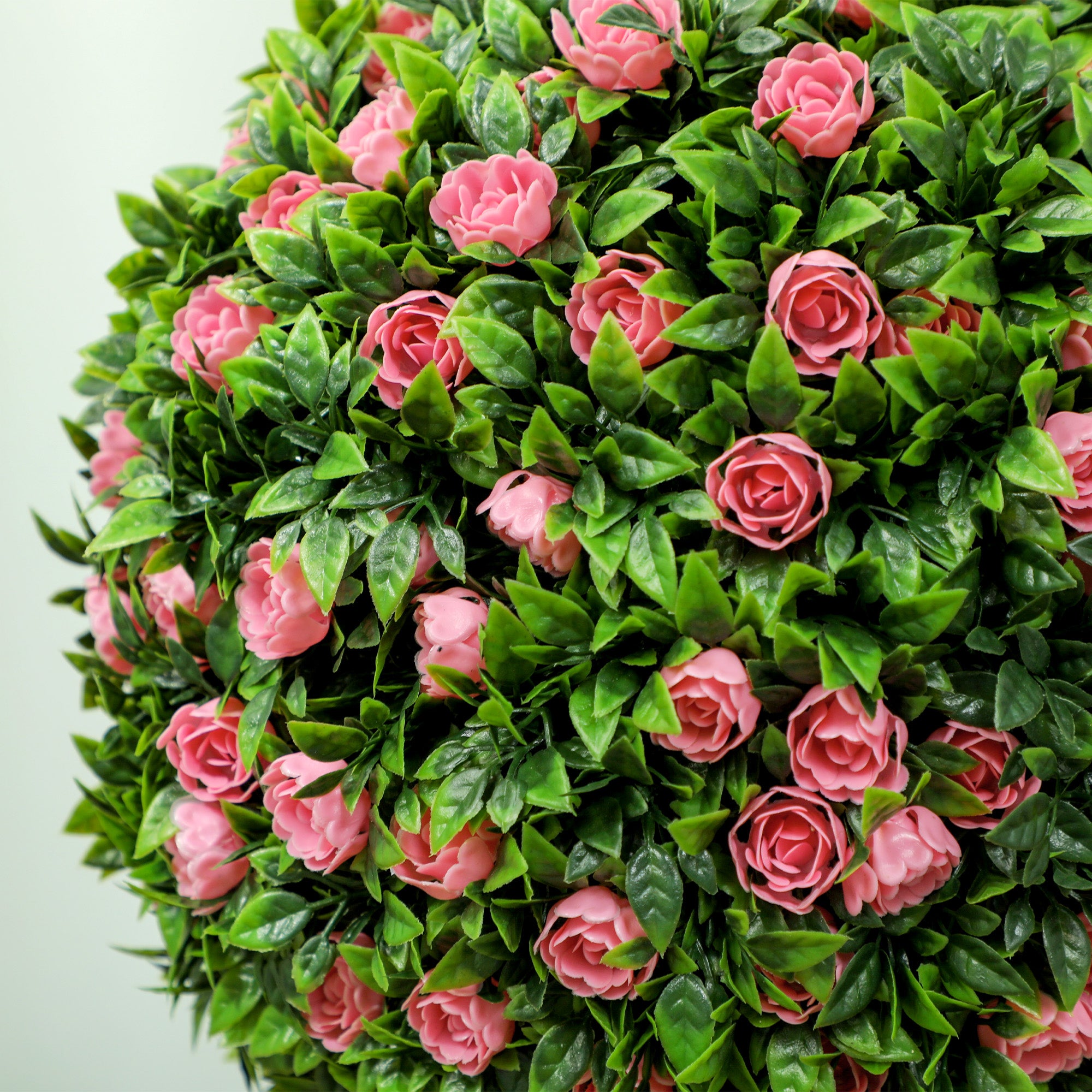 Set of 2 Decorative 60cm Ball Topiary Rose Artificial Plants in Pots - Pink