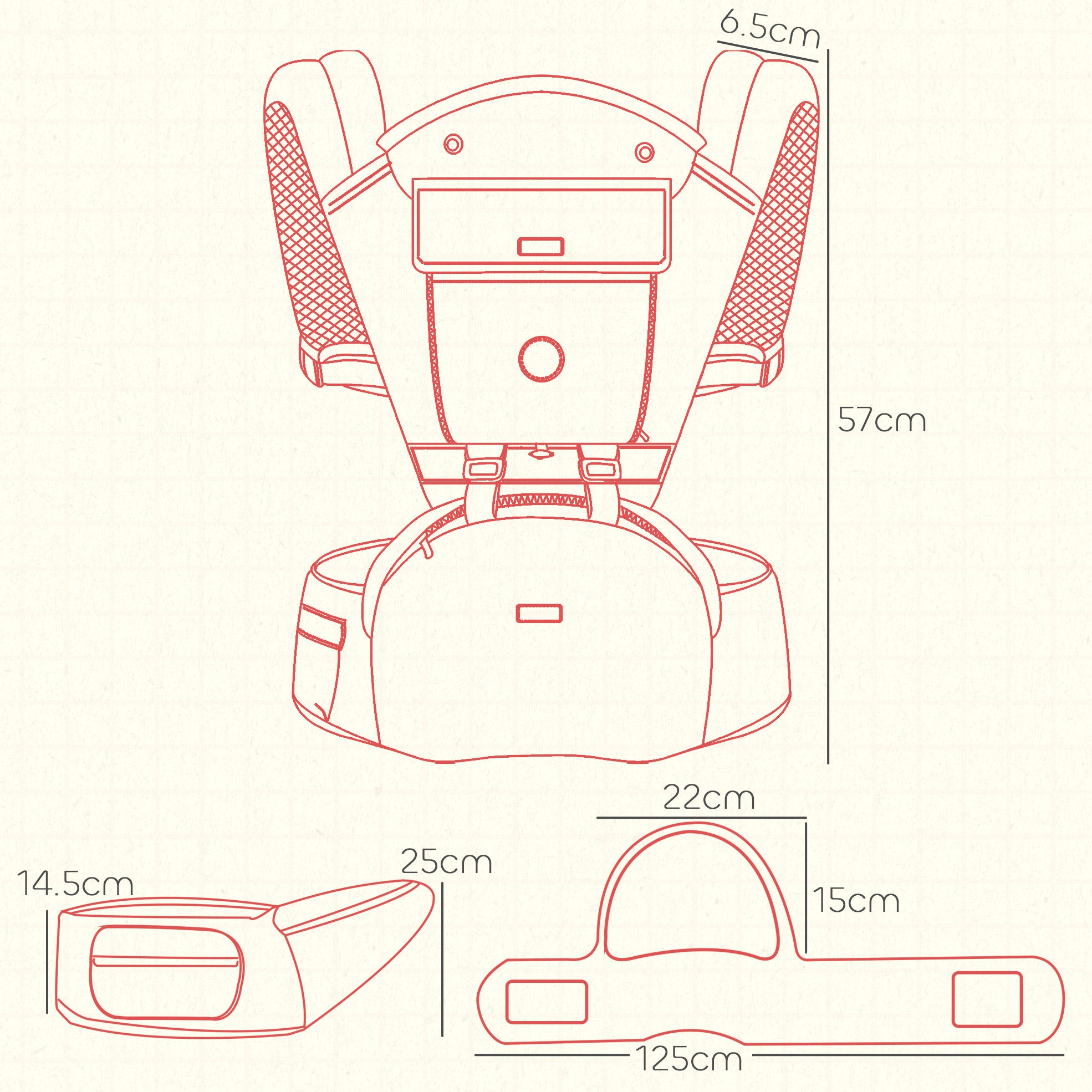 6-in-1 Baby Carrier for Newborns-Toddlers, with Removable Seat, for Ages 0-36 Months, Up to 15kg, Grey