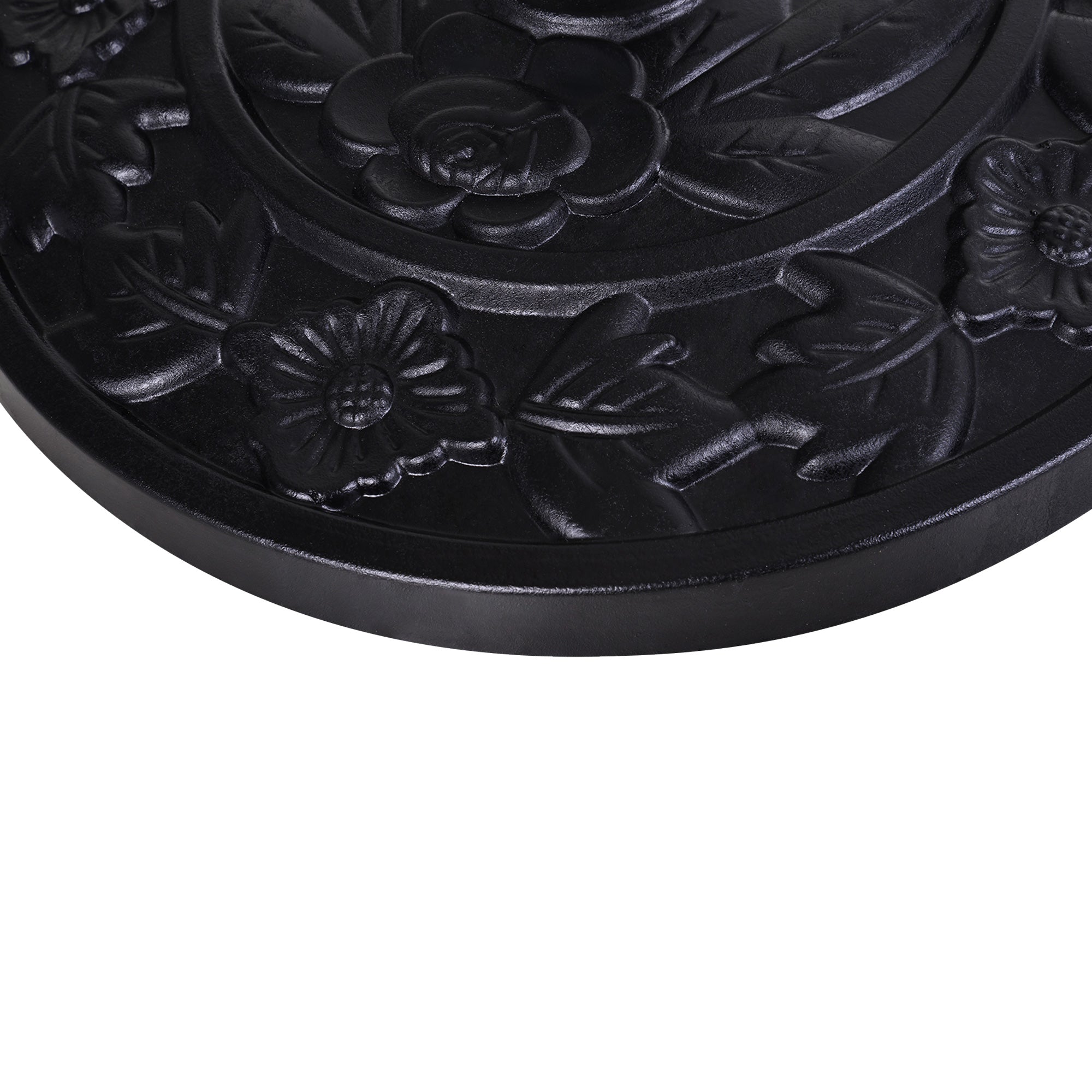9kg Resin Parasol Base, Half Round Umbrella Stand with Floral Design for Garden, Outdoor, Suitable Umbrella Rod: Φ3.8cm, Φ4.8cm, Black