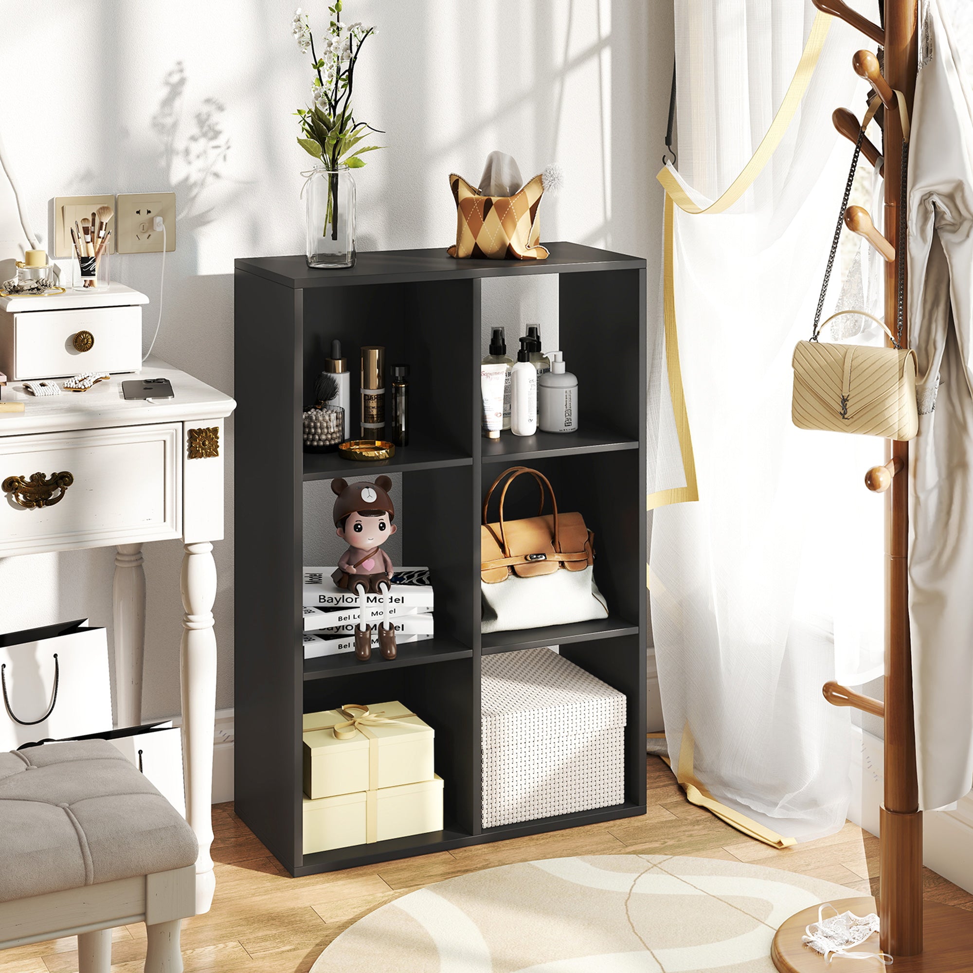 6-Cube Bookshelf - Black