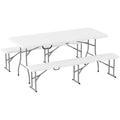 Portable 3 Piece Folding Picnic Table and Bench Set for Outdoor Use - White