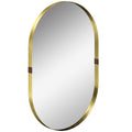 Wall Mirror, Bathroom Mirror with Elevated Aluminium Alloy Frame, 60 x 90 cm, Gold Tone
