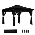 3 x 3 Metre Pop Up Gazebo with Solar LED Lights and Netting - Black