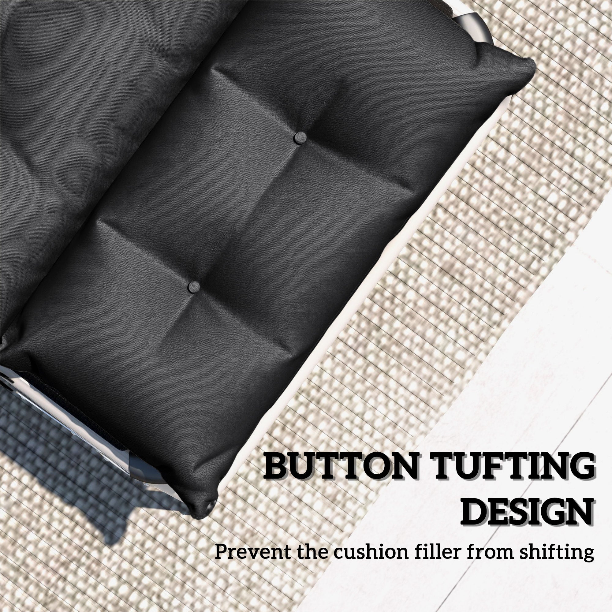 Set of Two 190 x 56cm Sun Lounger Cushions - Black