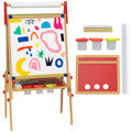 3-in-1 Wooden Kids Easel Set with Paper Roll and Art Supplies - White