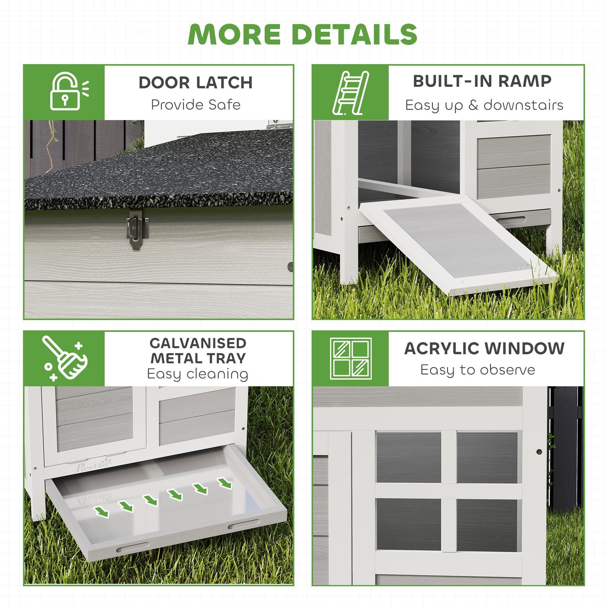 Wooden Chicken Coop with Pull-Out Tray Nesting Box for 1-2 Chickens