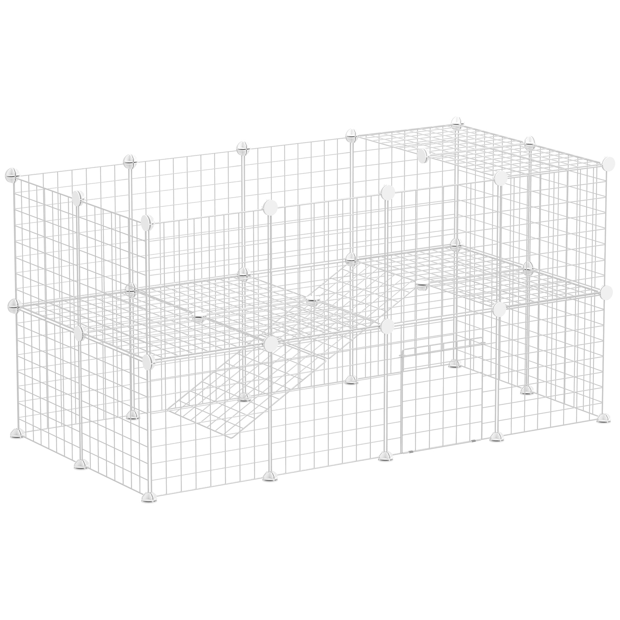 DIY 36 Panel Pet Playpen Metal Wire Fence for Chinchilla, Hedgehog, Bunny, Indoor, Outdoor Use, White