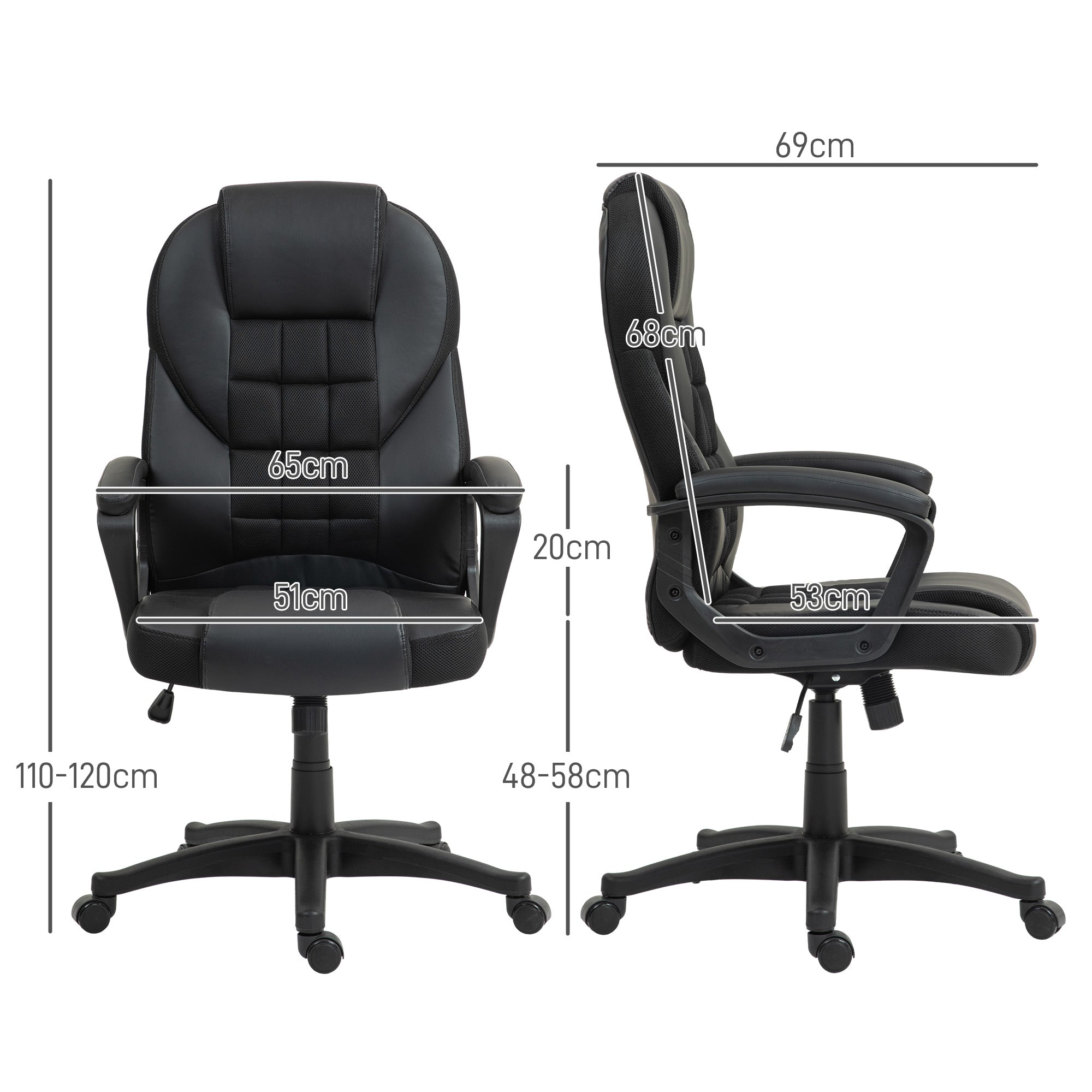 Faux Leather Office Chair - Black