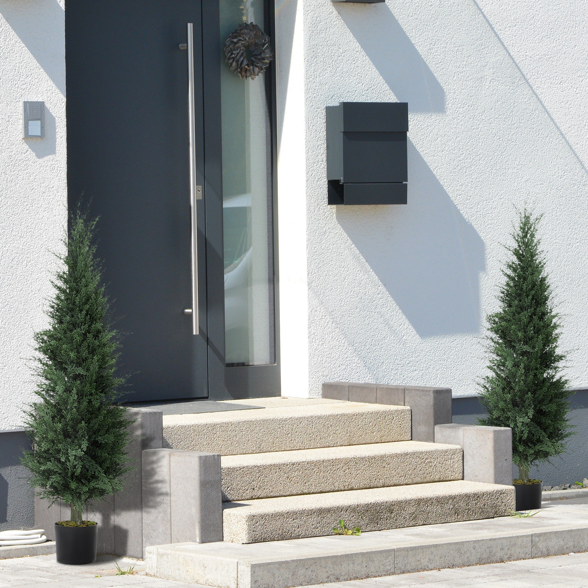 Set of Two Artificial Cypress Trees - Green