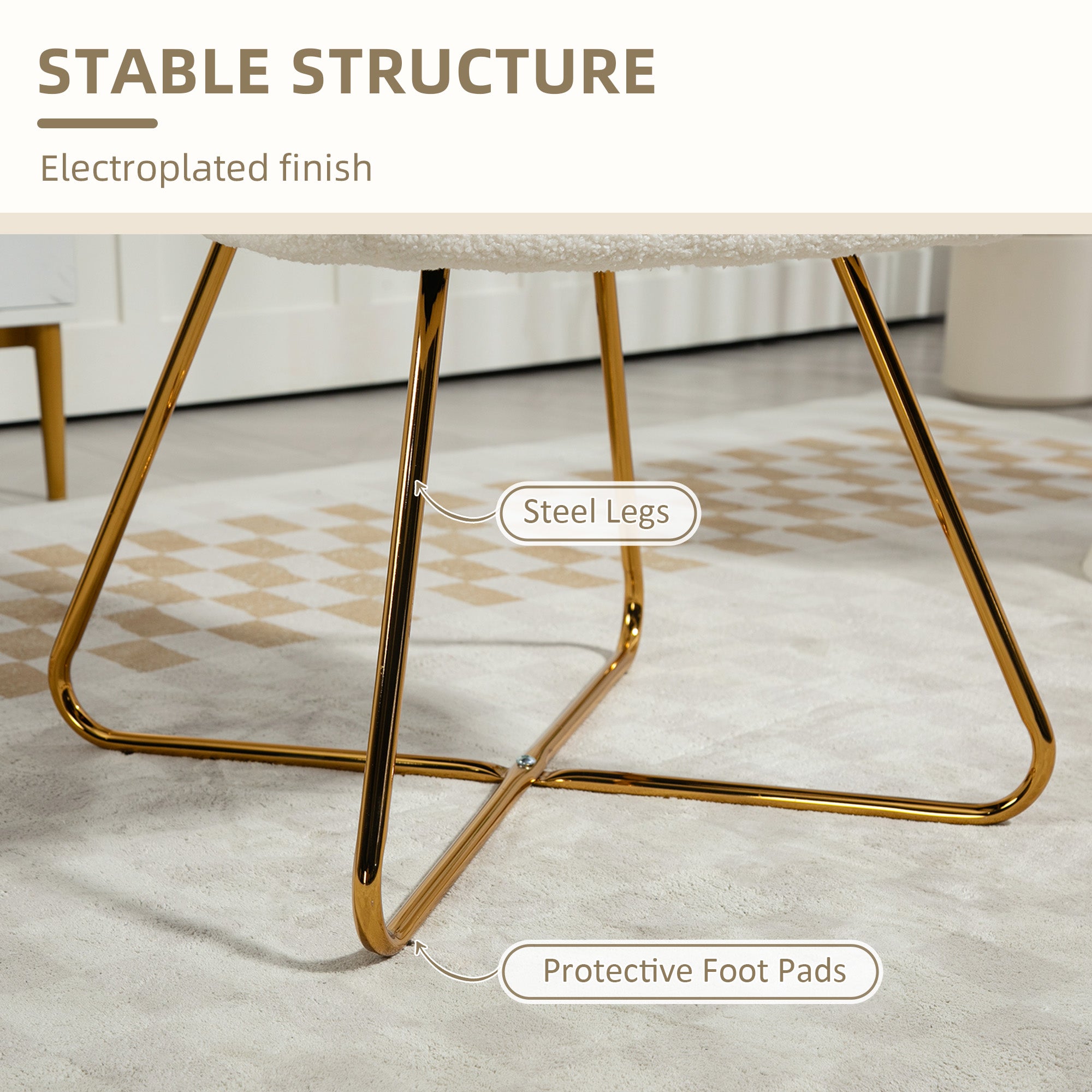 Set of Two Sherpa Fleece Dining Chairs - Cream