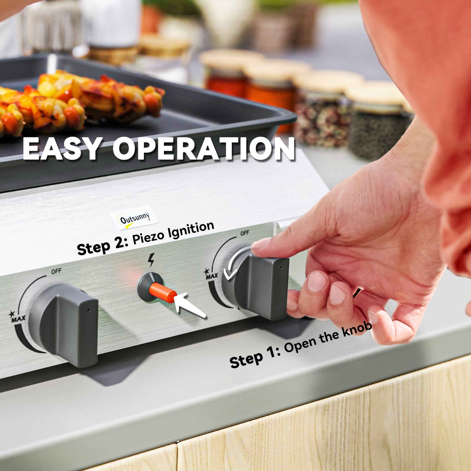 Two Burner Portable Gas Grill with Adjustable Burners and Grease Tray - Black