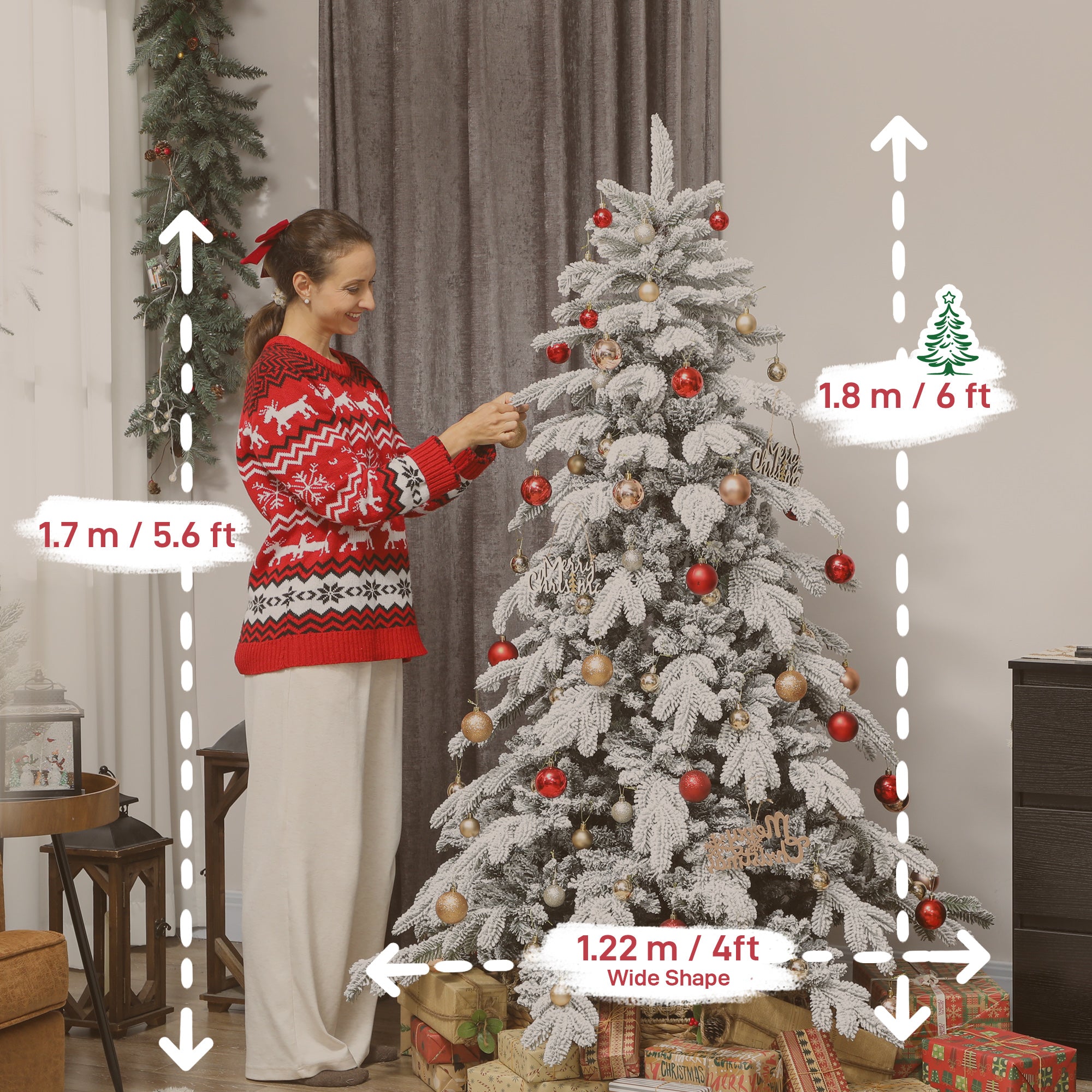 6ft Super Flocked Christmas Tree - Green/White
