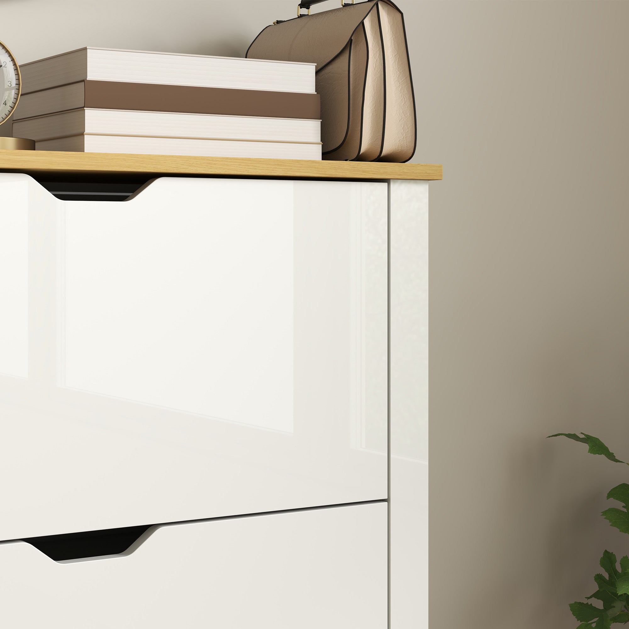 Slim Shoe Cabinet, Narrow Shoe Cupboard with 3 Flip Drawers, Adjustable Shelves for 18 Pairs of Shoes, High Gloss White