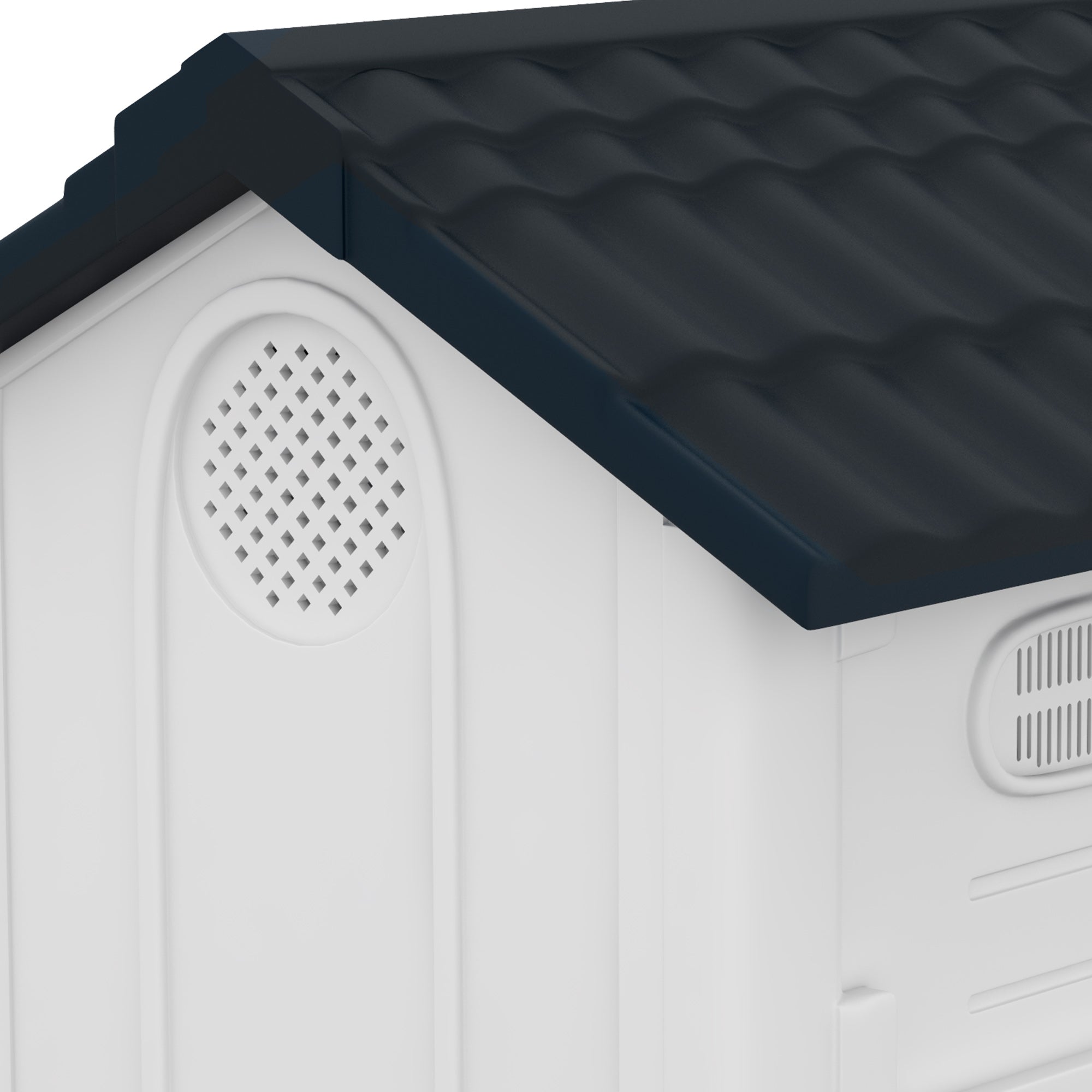 Plastic Dog Kennel with Windows, for Garden Patio, Miniature and Small Dogs, 80 x 69 x 76cm - Grey