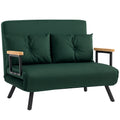 4-in-1 Velvet-Feel Double Sofa Bed with Pillows - Green