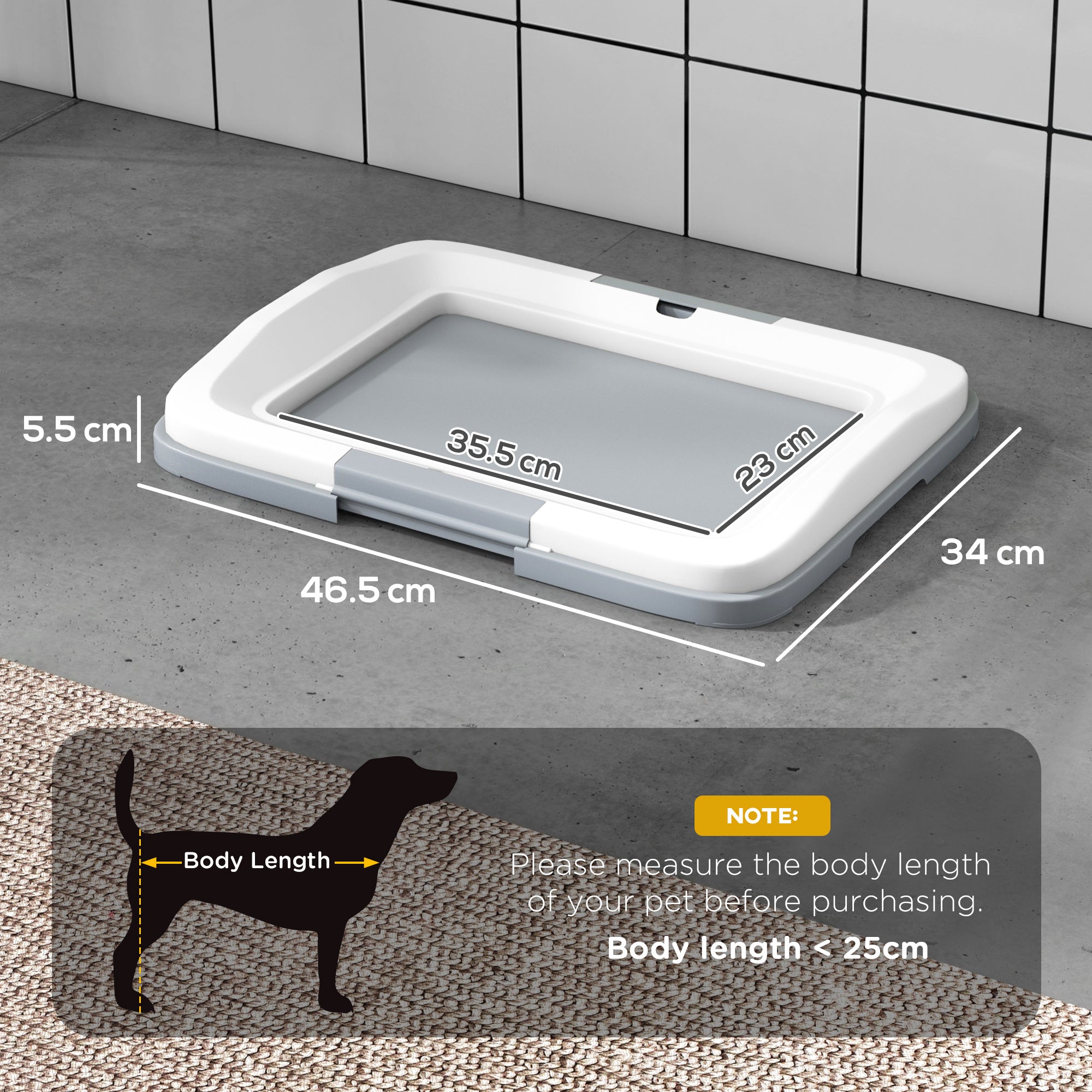 Dog Toilet Tray for Training Dogs, Dog Litter Tray for Indoor, Outdoor, 47 x 34 x 6cm