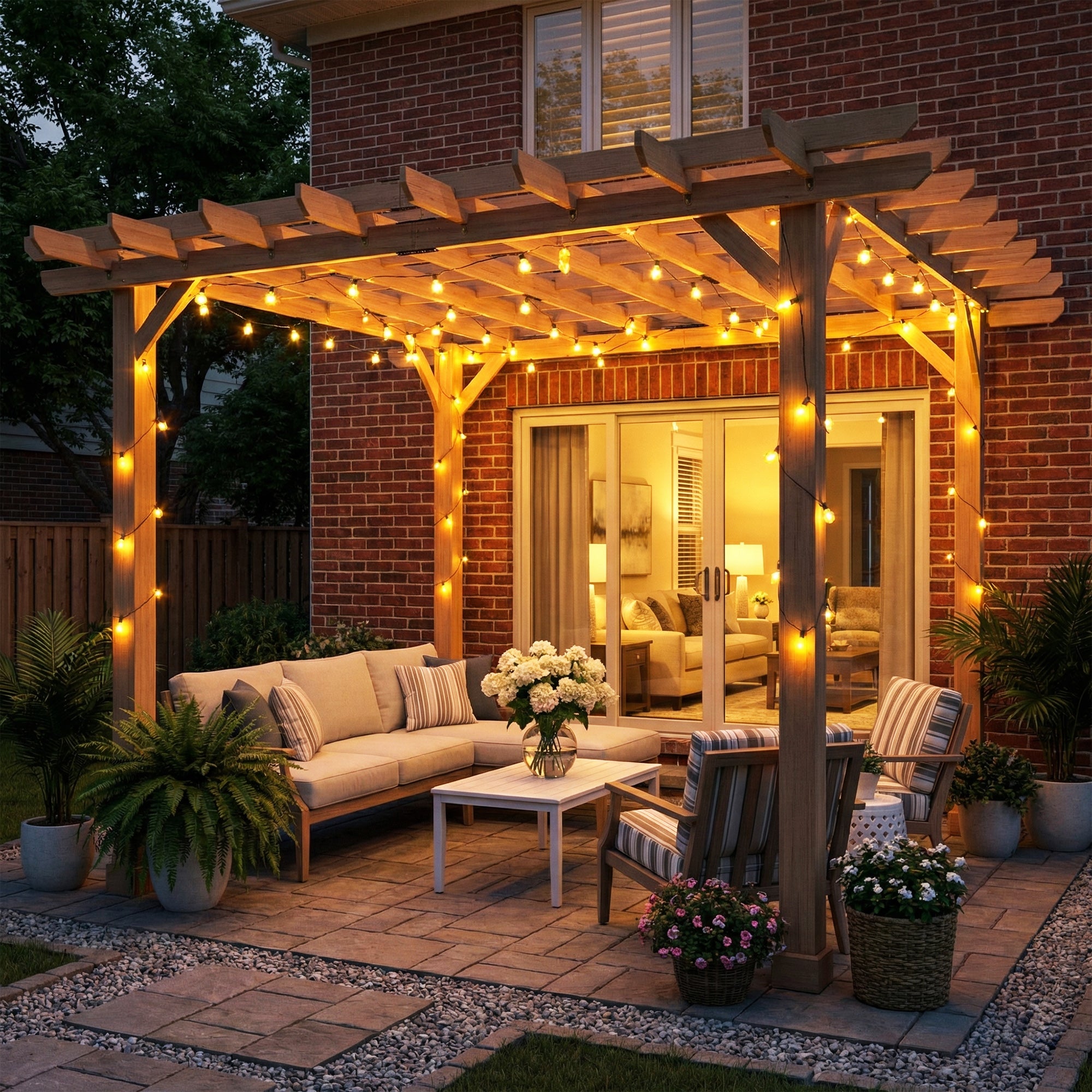 Graden Pergola Kit, Wooden Pergola Gazebo Grape Trellis with Stable Structure, 3.6 x 3.6m, Dark Brown