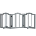 3 Panel Freestanding Dog Gate with Support Feet Safety Barrier - Light Grey