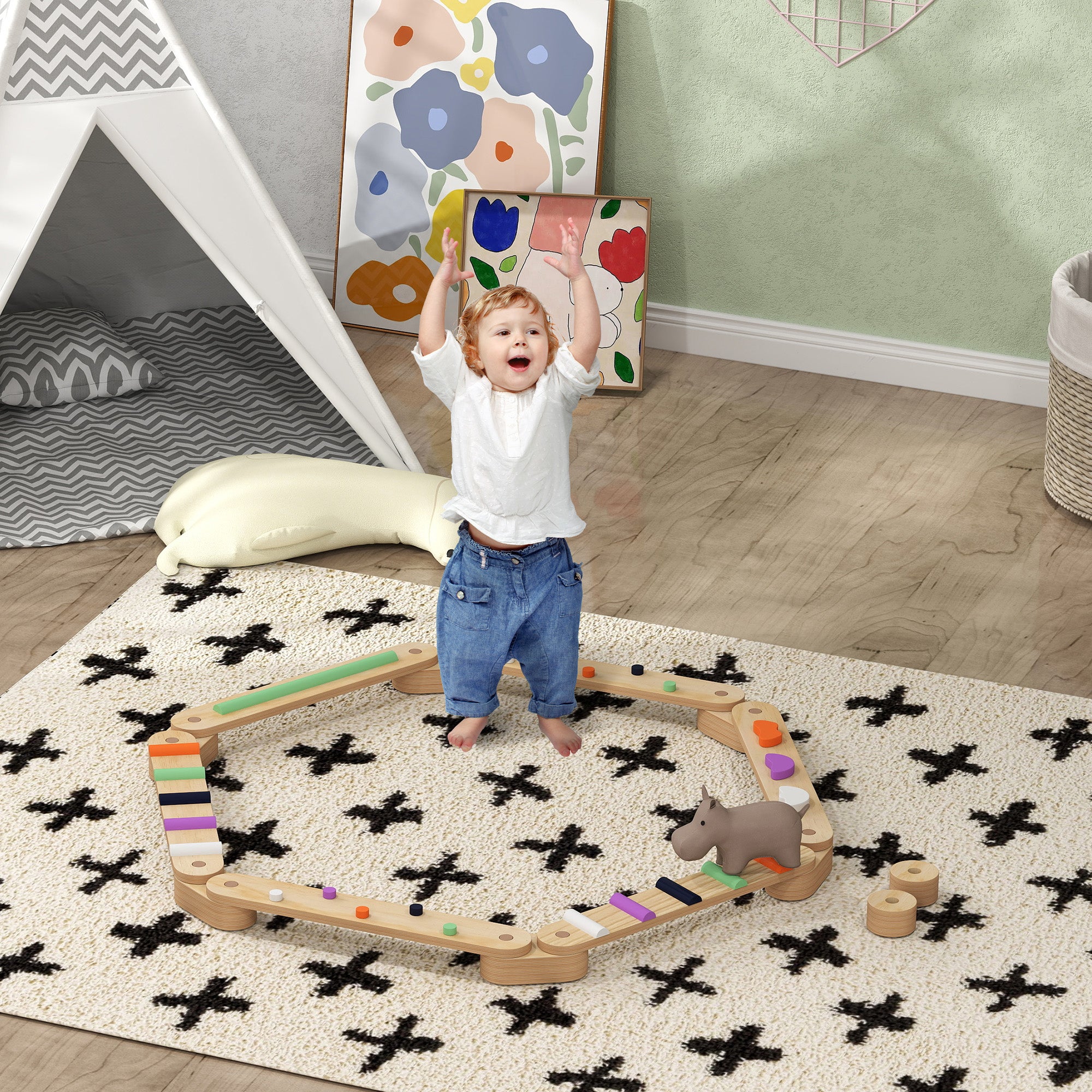 Wooden Balance Beam for Kids, Balance, Coordination, Agility