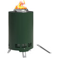 16cm Stainless Steel Smokeless Fire Pit with Poker - Green