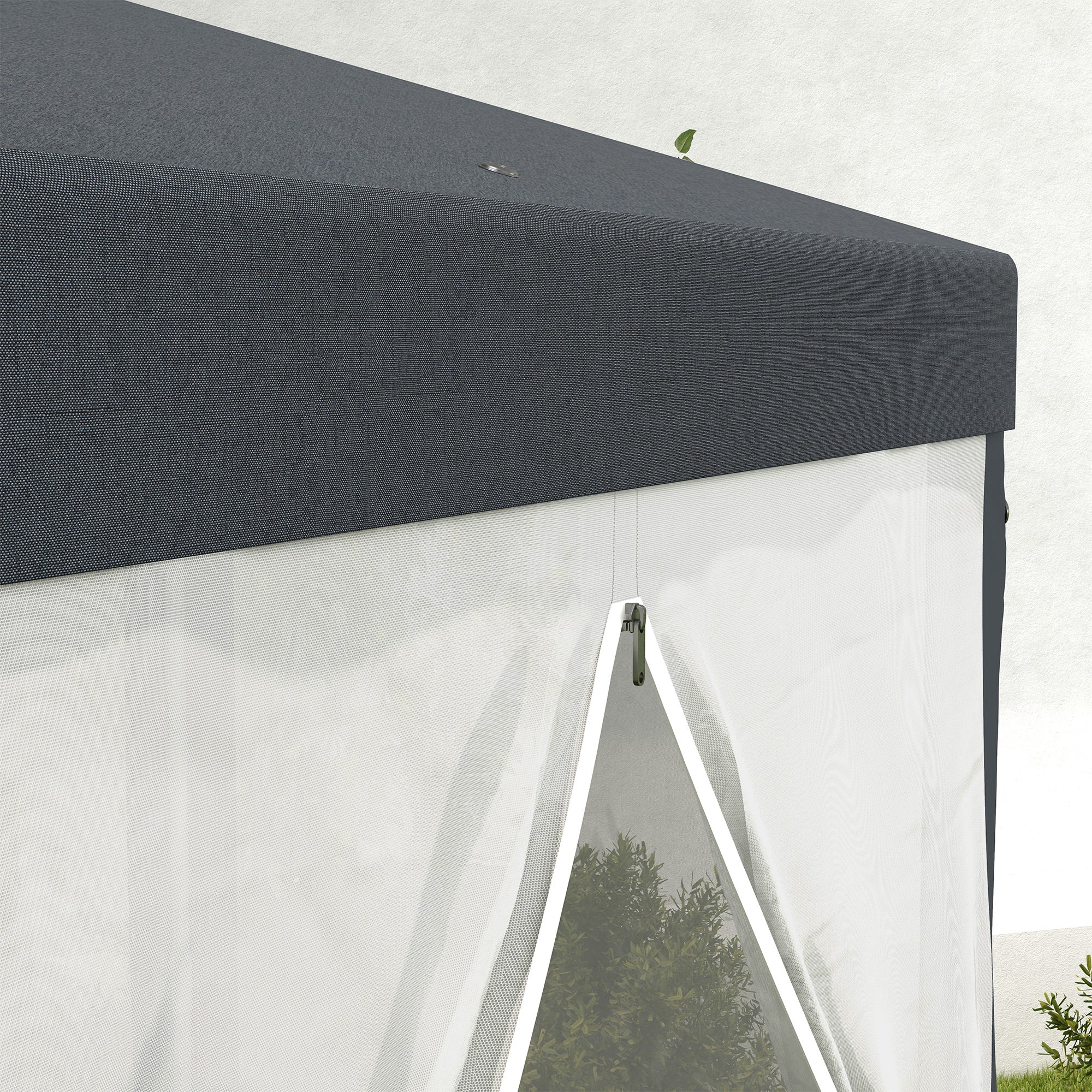 4 Metre Hexagon Steel Frame Gazebo with Netting - Dark Grey
