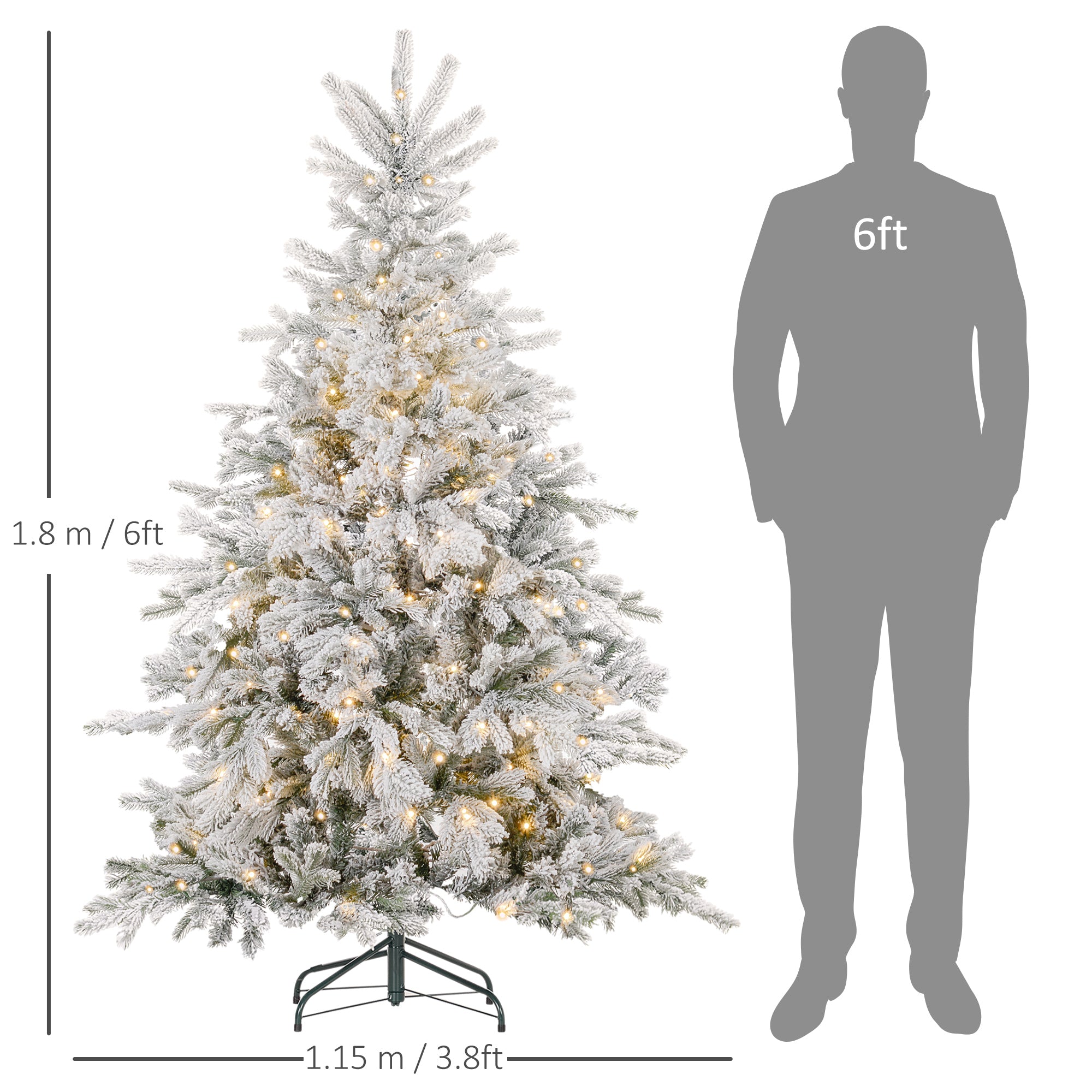 6ft Bushy Snow-Flocked Artificial Christmas Tree, with LED Lights