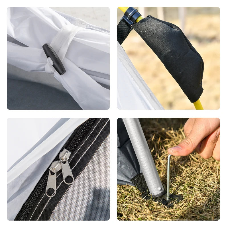 4 Person Automatic Pop Up Camping Tent with Welded Floor - Light Grey