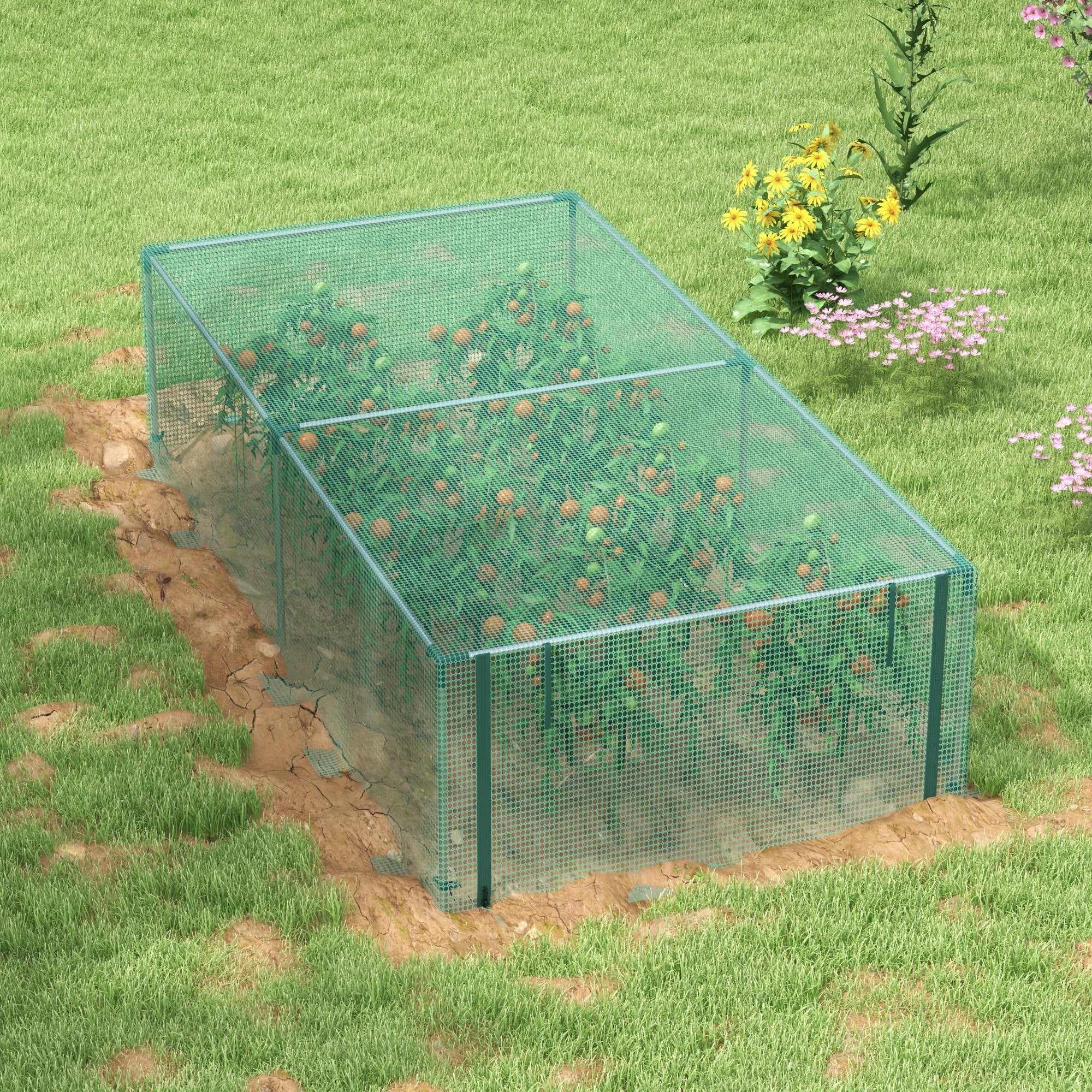 8' x 4' Plant Protection Cage, with Door, Green