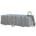 Rectangle Steel Frame Swimming Pool 207x400cm with Ladder & Pump - Grey