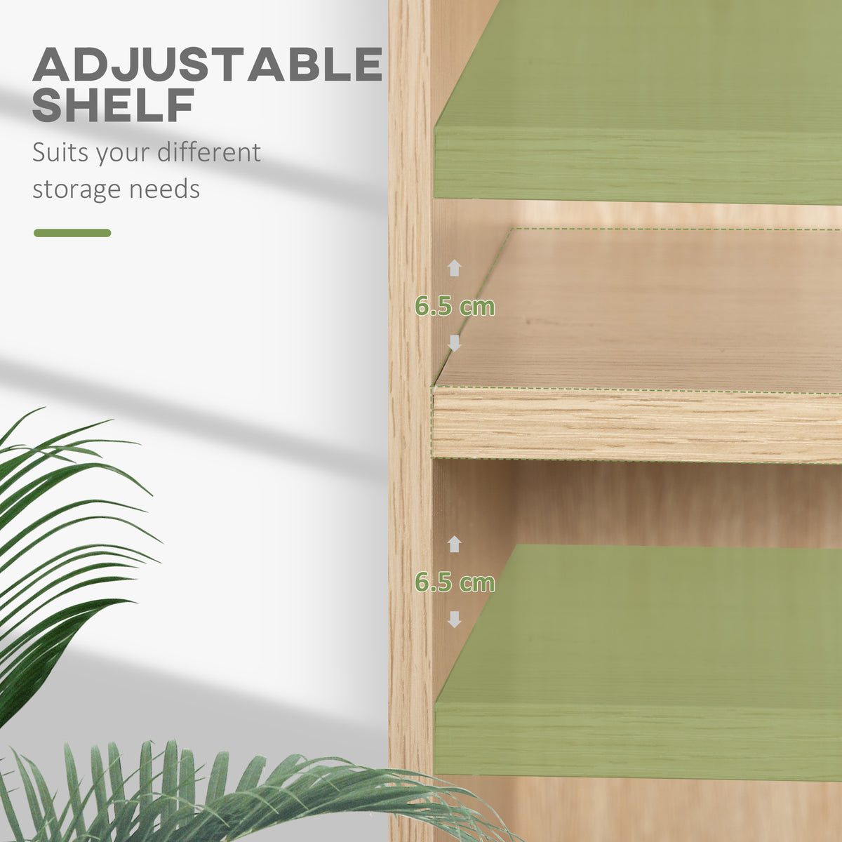 2 Tier Adjustable Bookshelf with 2 Compartments for Home Office, Living Room - Natural